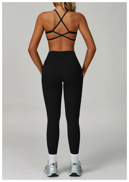 Yoga Set Women's Sportswear Yoga Suit Sports Top High Waist Leggings Two Piece Workout Clothes Fitness Gym Sets Athletic Wear