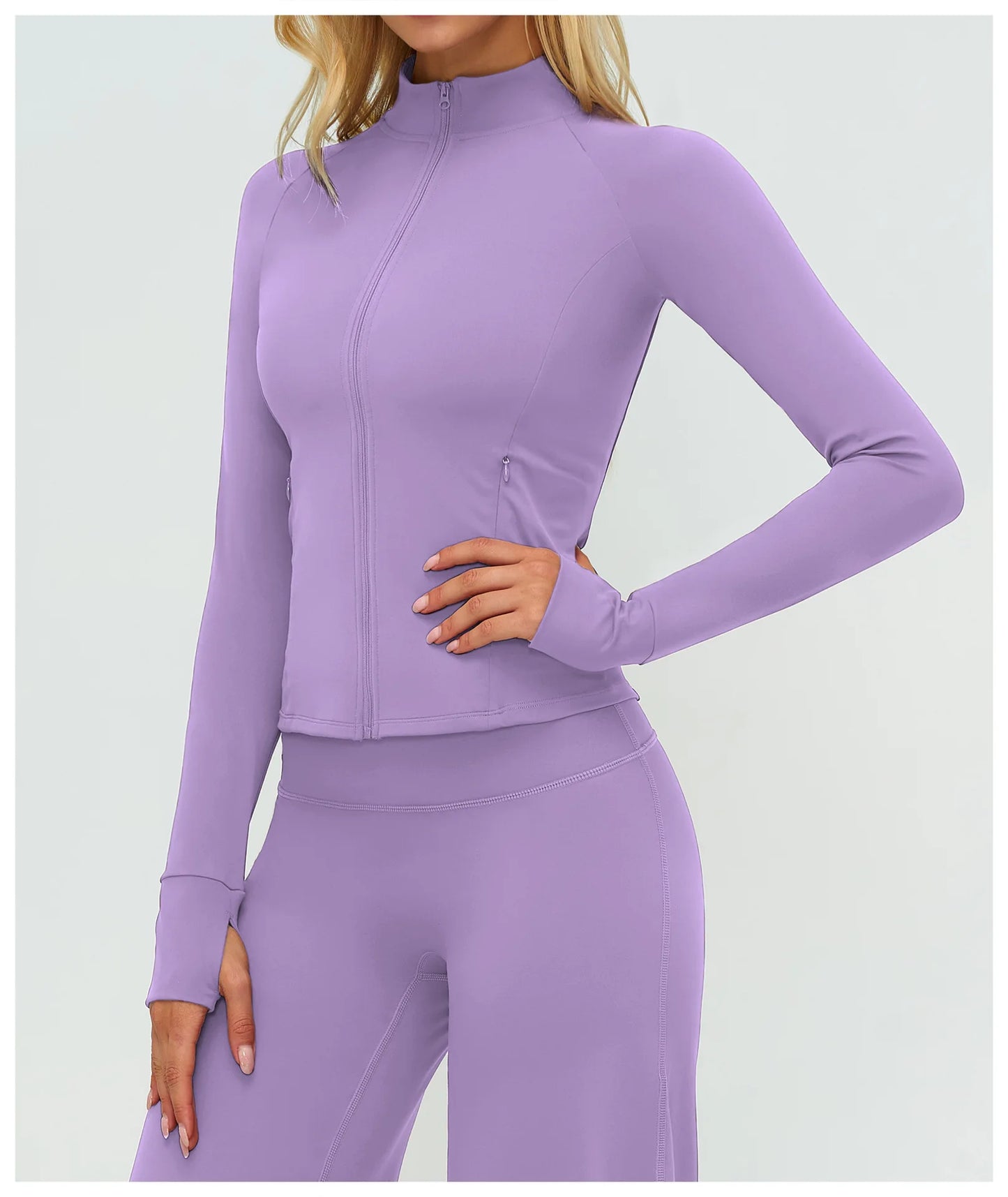 Women’s Zip-Up Performance Jacket – Long Sleeve Quick-Dry Gym & Yoga Activewear