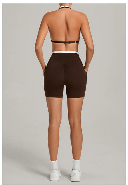 Women’s Seamless Yoga Set – Slim Fit Sports Bra & High-Waist Sculpt Shorts