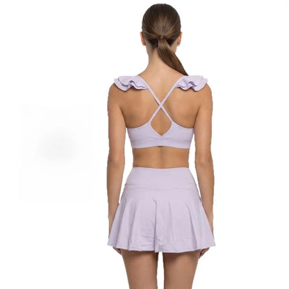Women’s Workout Set – Anti-Exposure Yoga Bra & Skirt