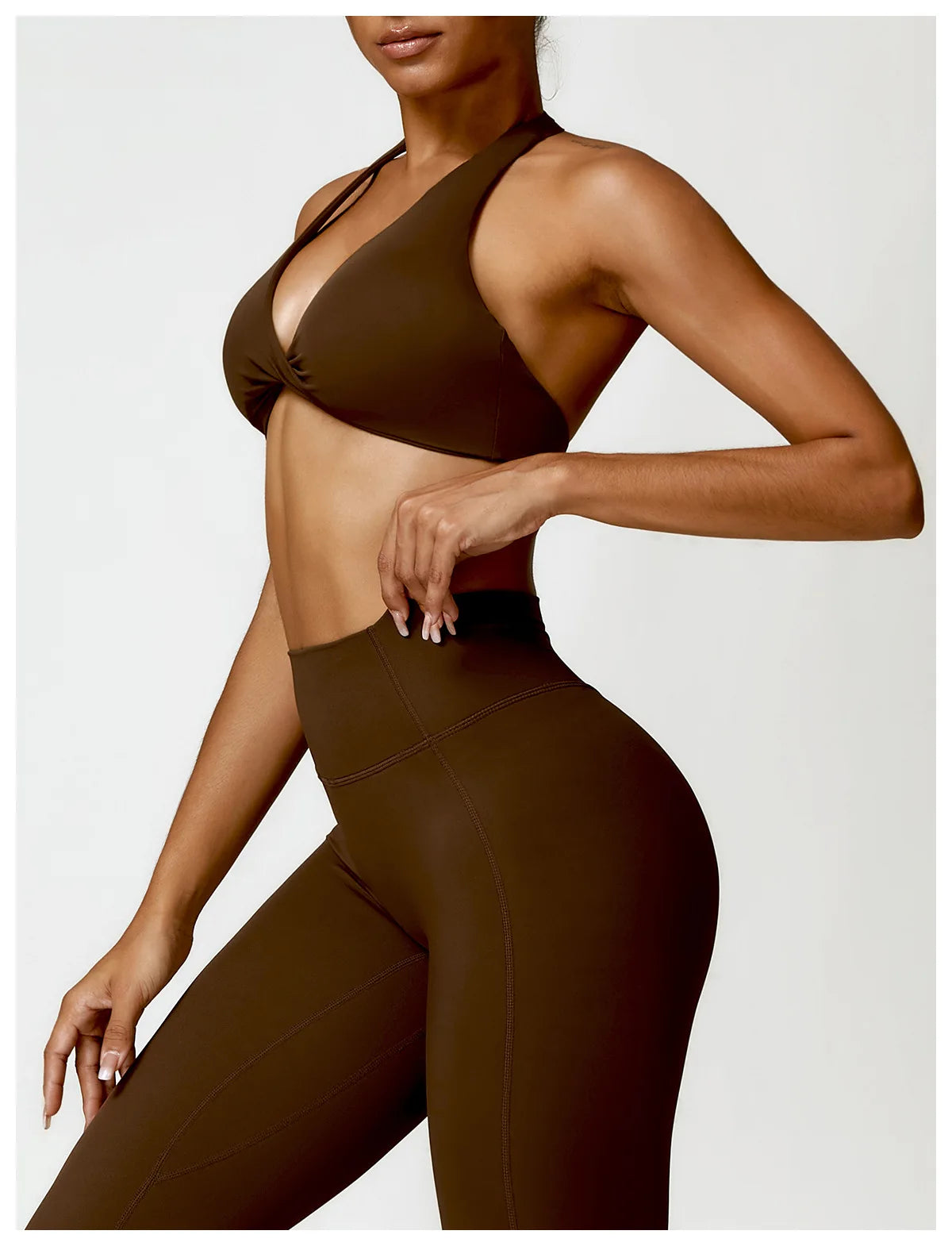 SculptFit Halter Sports Bra – Open Back Push-Up Gym Top