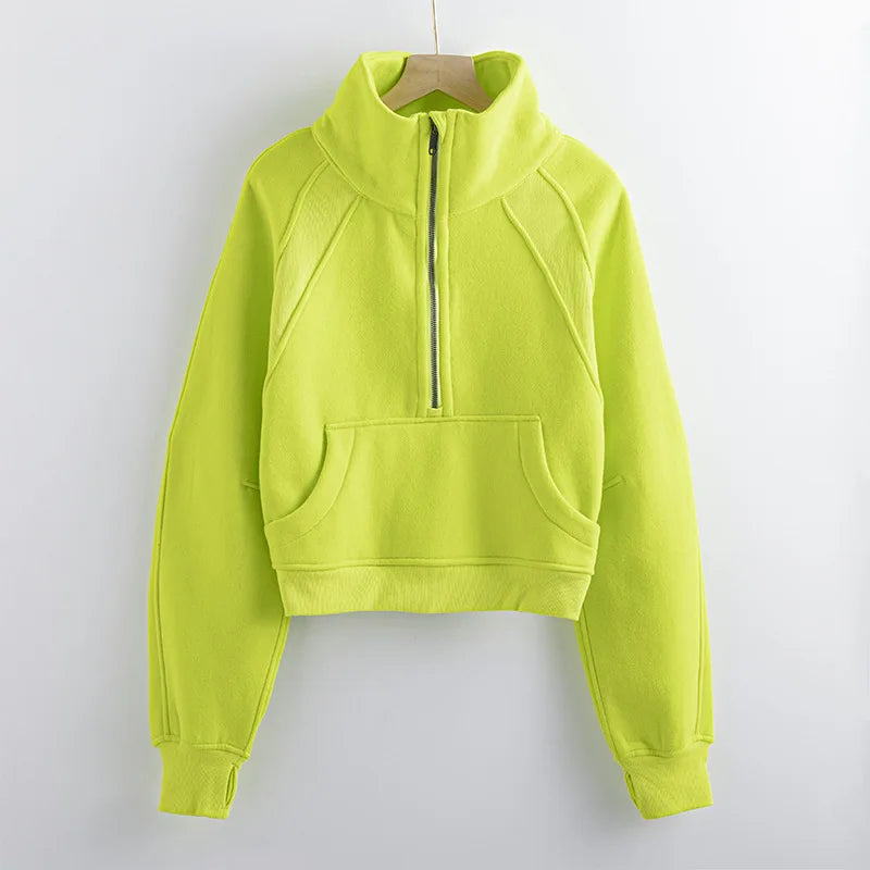 Women’s Long Sleeve Zip Workout Jacket – Waterproof Windbreaker Gym & Yoga Top