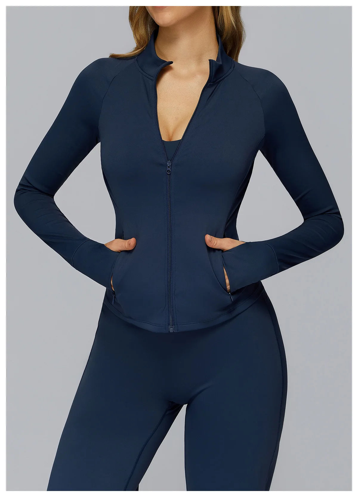 Women’s Zip-Up Performance Jacket – Long Sleeve Quick-Dry Gym & Yoga Activewear