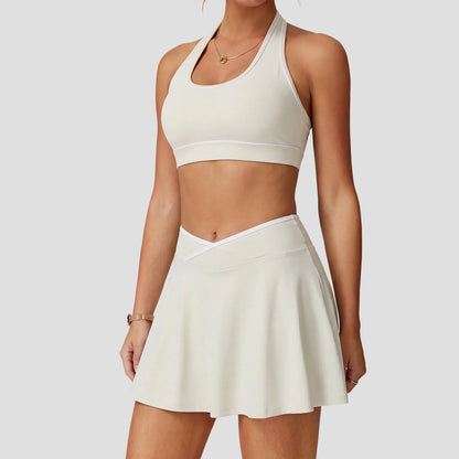 2-Piece Women’s Activewear Set – Halter Sports Bra & Tennis Skirt | Gym, Golf & Yoga Outfit