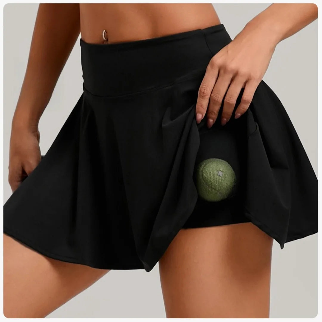 Women’s Tennis Skirt Set – High Waist Activewear with Pockets