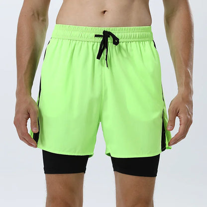 Men’s Double Layer Running Shorts – Loose Fit Quick-Dry Fitness & Training Pants