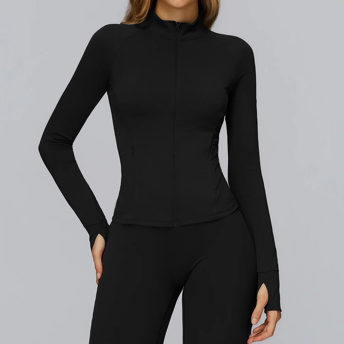 Women’s Zip-Up Performance Jacket – Long Sleeve Quick-Dry Gym & Yoga Activewear