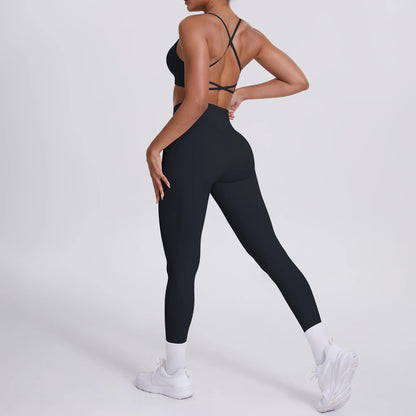 Yoga Suit Sports Set Gym Seamless High Impact Sports Bra Women's High Waist and Hips Tight Peach Buttocks Pants Womens Sportswea