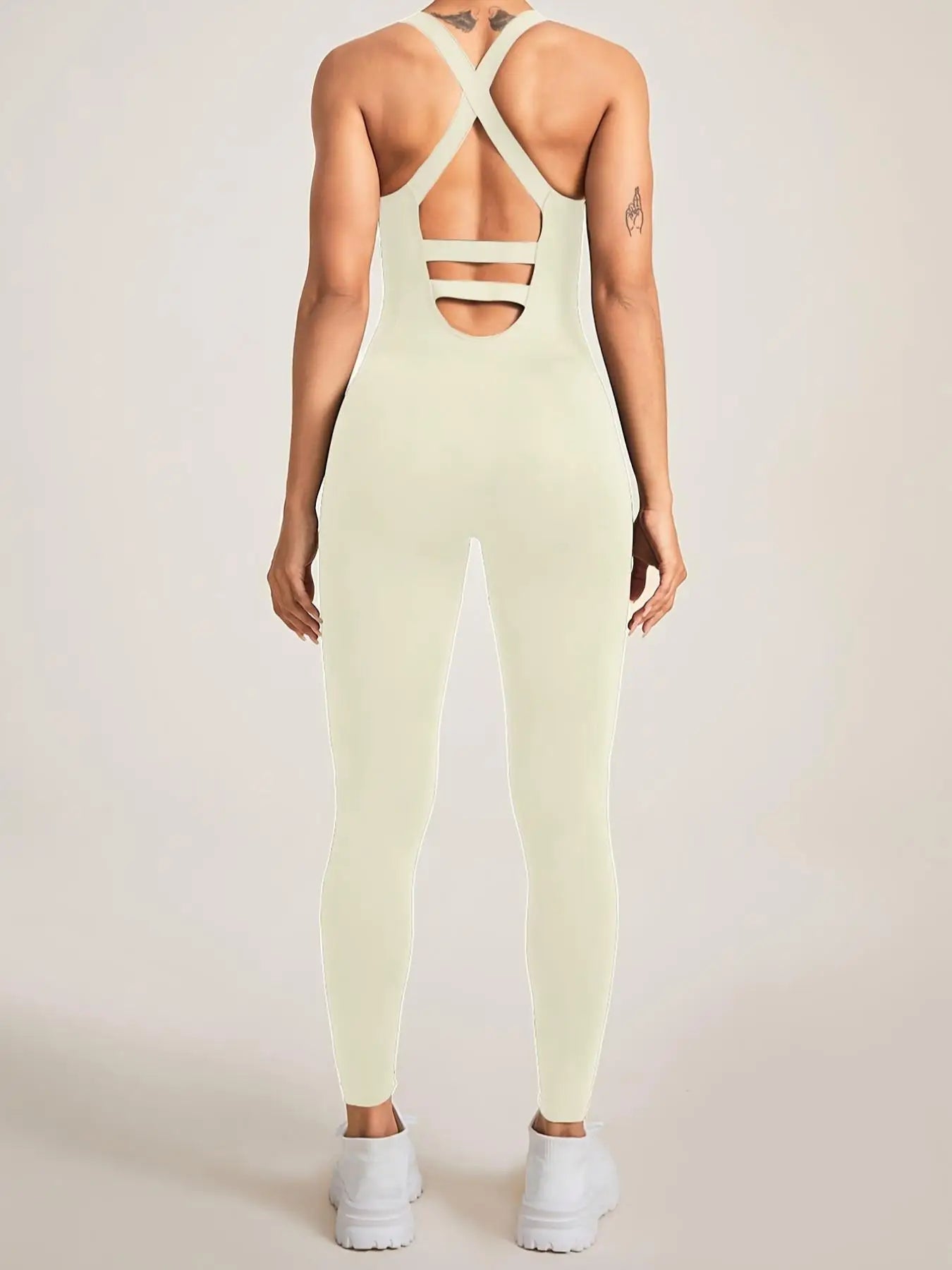 Women’s Backless Bodycon Jumpsuit – Sleeveless Hollow Out Active Romper
