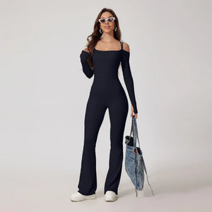 Seamless Yoga Jumpsuit – Double Strap Backless One-Piece Activewear