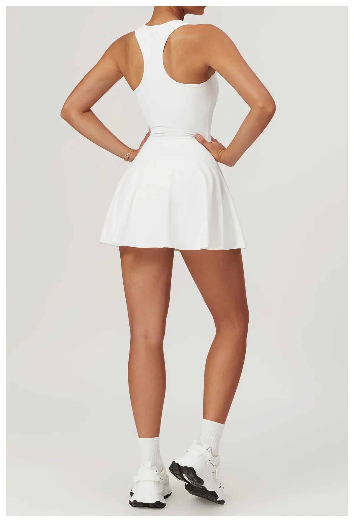 Women’s 2-in-1 Tennis Dress & Shorts Set – Sleeveless Half Zip Workout & Running Outfit