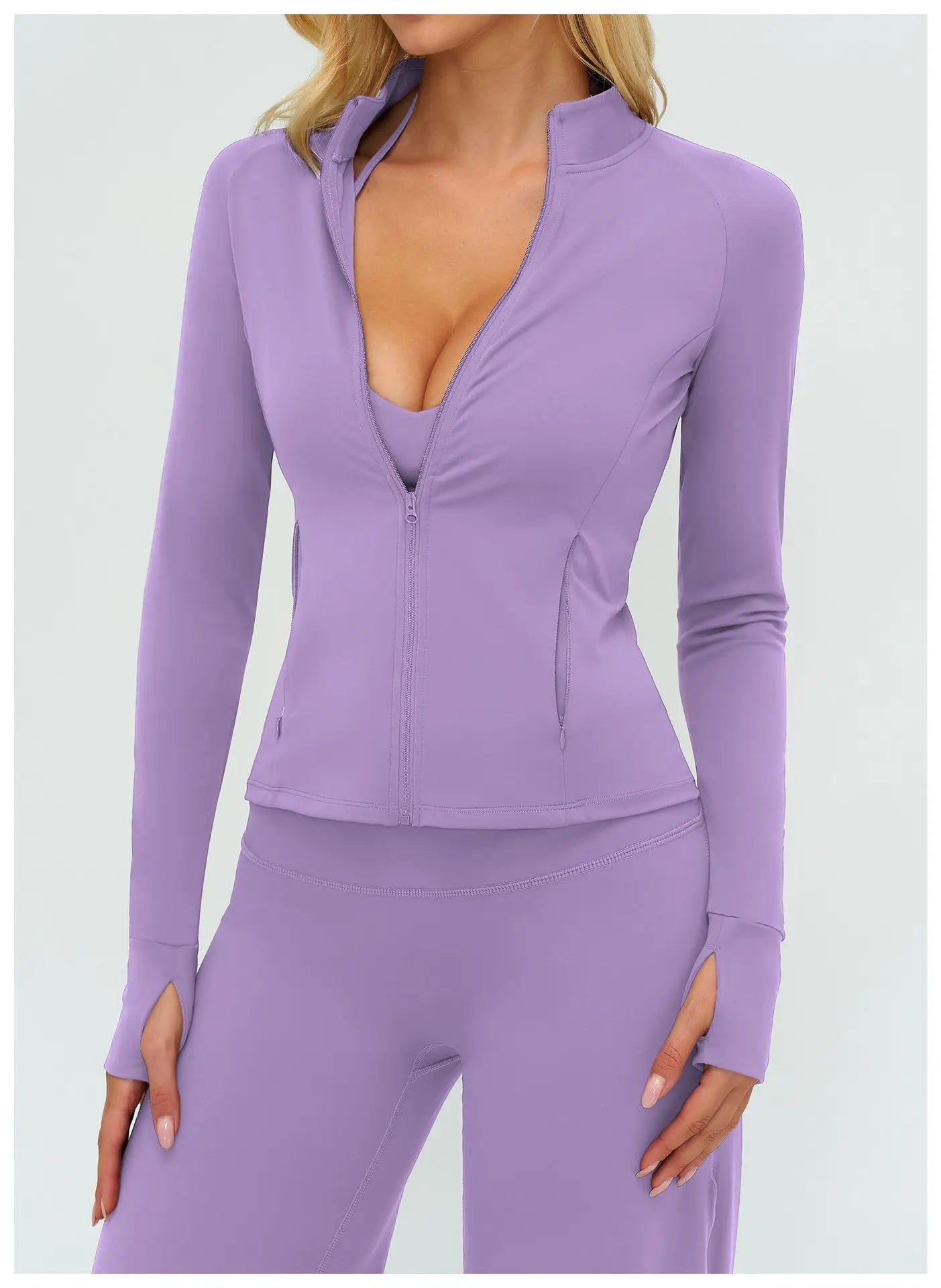 Women’s Zip-Up Performance Jacket – Long Sleeve Quick-Dry Gym & Yoga Activewear