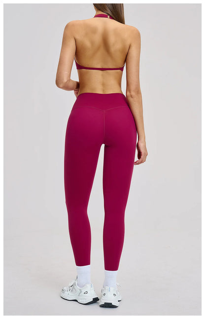 Women’s Flare Leggings Set with Hollow Back Sports Bra | Gym & Yoga