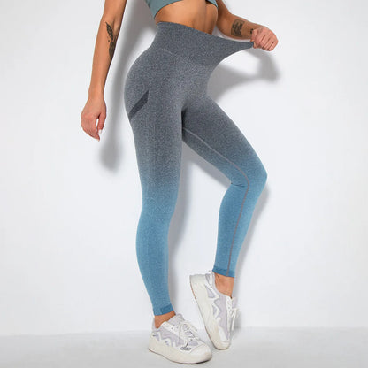Seamless Gradient High-Waist Push-Up Yoga Leggings for Women