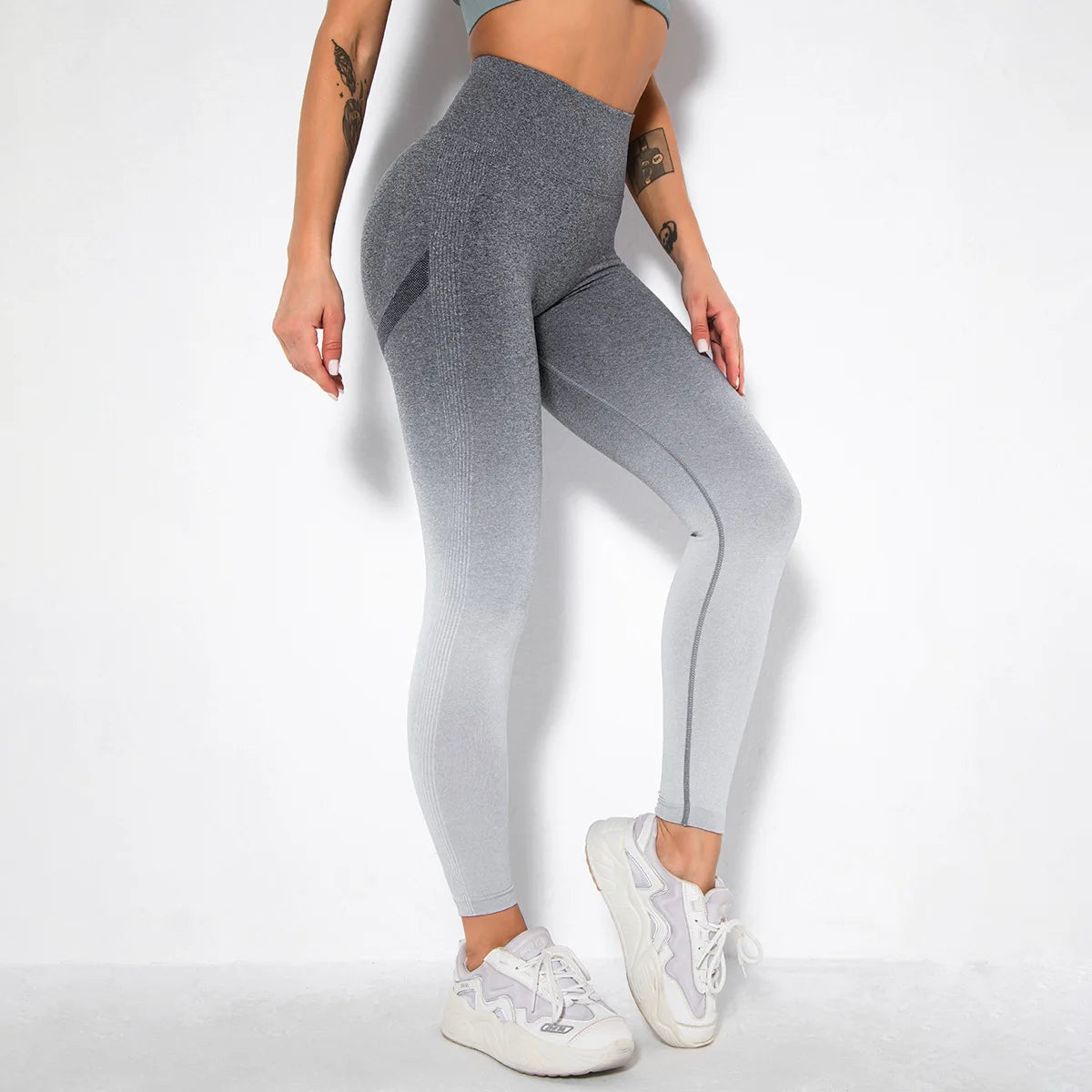 Seamless Gradient High-Waist Push-Up Yoga Leggings for Women