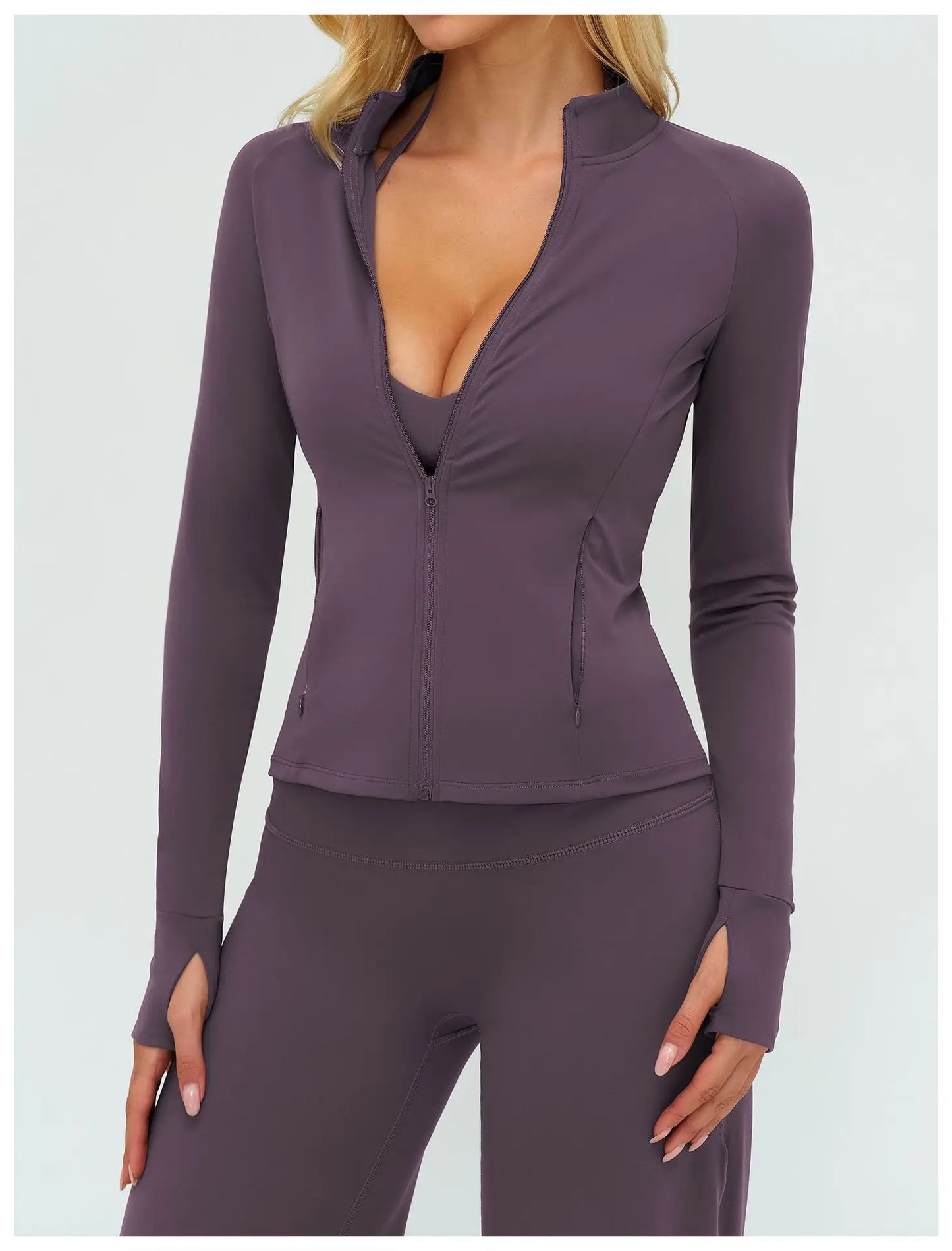 Women’s Zip-Up Performance Jacket – Long Sleeve Quick-Dry Gym & Yoga Activewear