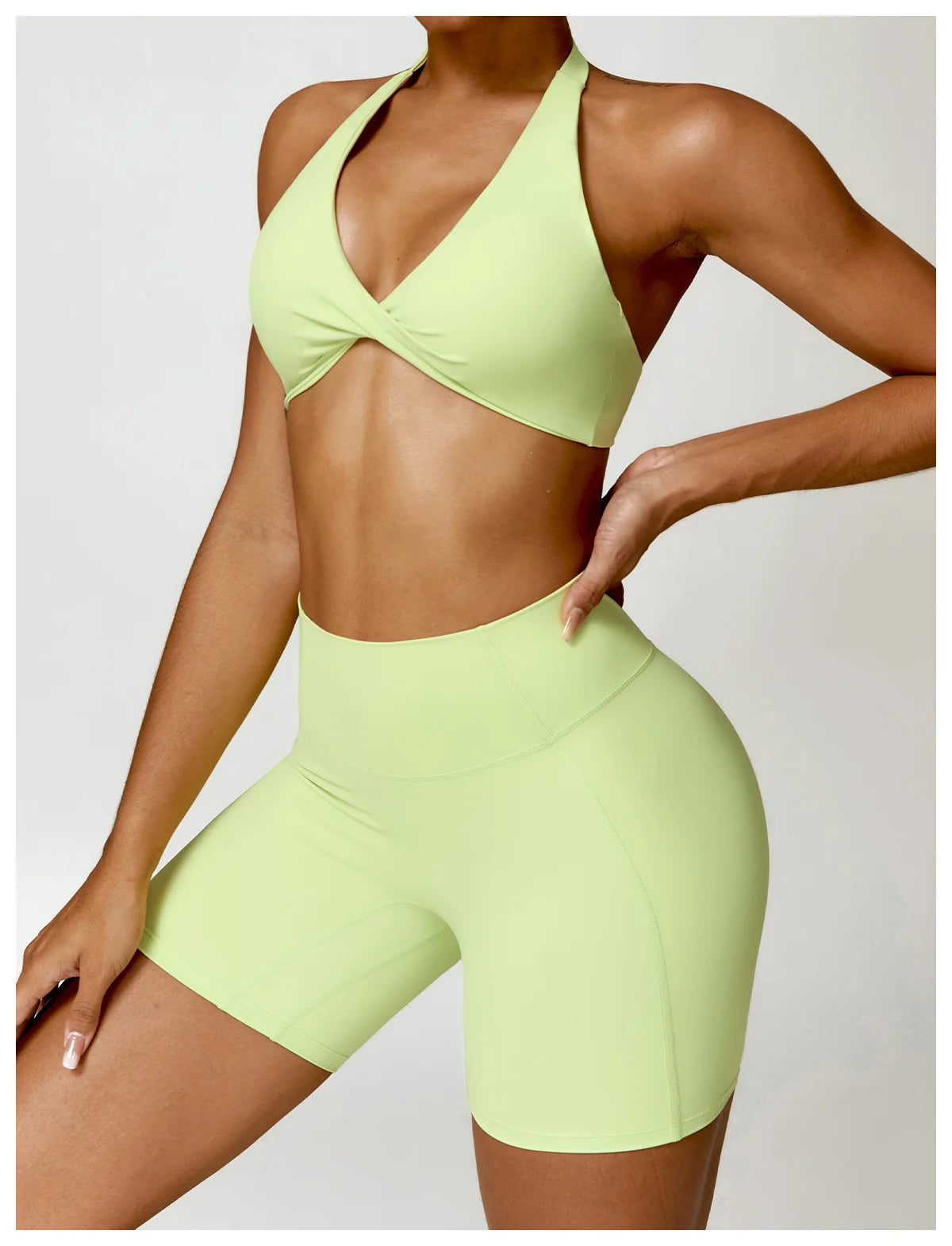 SculptFit Halter Sports Bra – Open Back Push-Up Gym Top