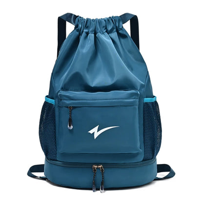 Lightweight Drawstring Gym Backpack with Shoe Compartment & Multi Pockets