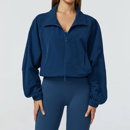 Women’s Seamless Zip-Up Gym Jacket with Pockets | Long Sleeve Workout & Running Top