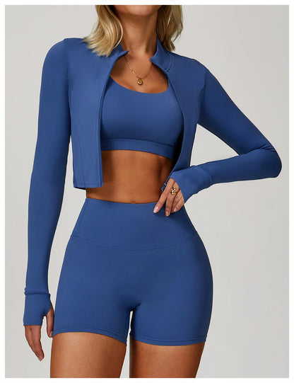 Women’s Quick-Dry Fitness Jacket – Zip-Up Long Sleeve Workout & Yoga Training Top