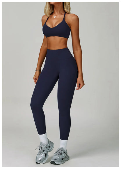 Yoga Set Women's Sportswear Yoga Suit Sports Top High Waist Leggings Two Piece Workout Clothes Fitness Gym Sets Athletic Wear