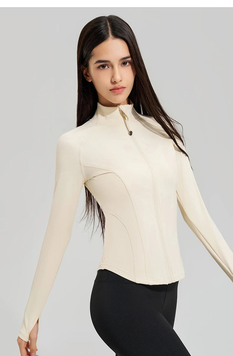 Women’s Slim Fit Running Jacket – Breathable Long Sleeve Gym & Workout Top