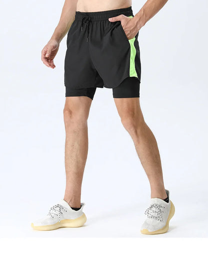 Men’s Double Layer Running Shorts – Loose Fit Quick-Dry Fitness & Training Pants