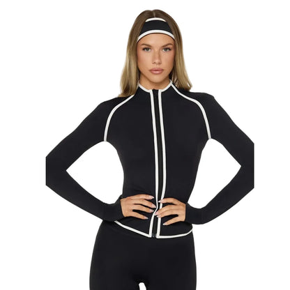 Seamless Zip Jacket Set for Women – Body Sculpting Yoga & Gym Outfit