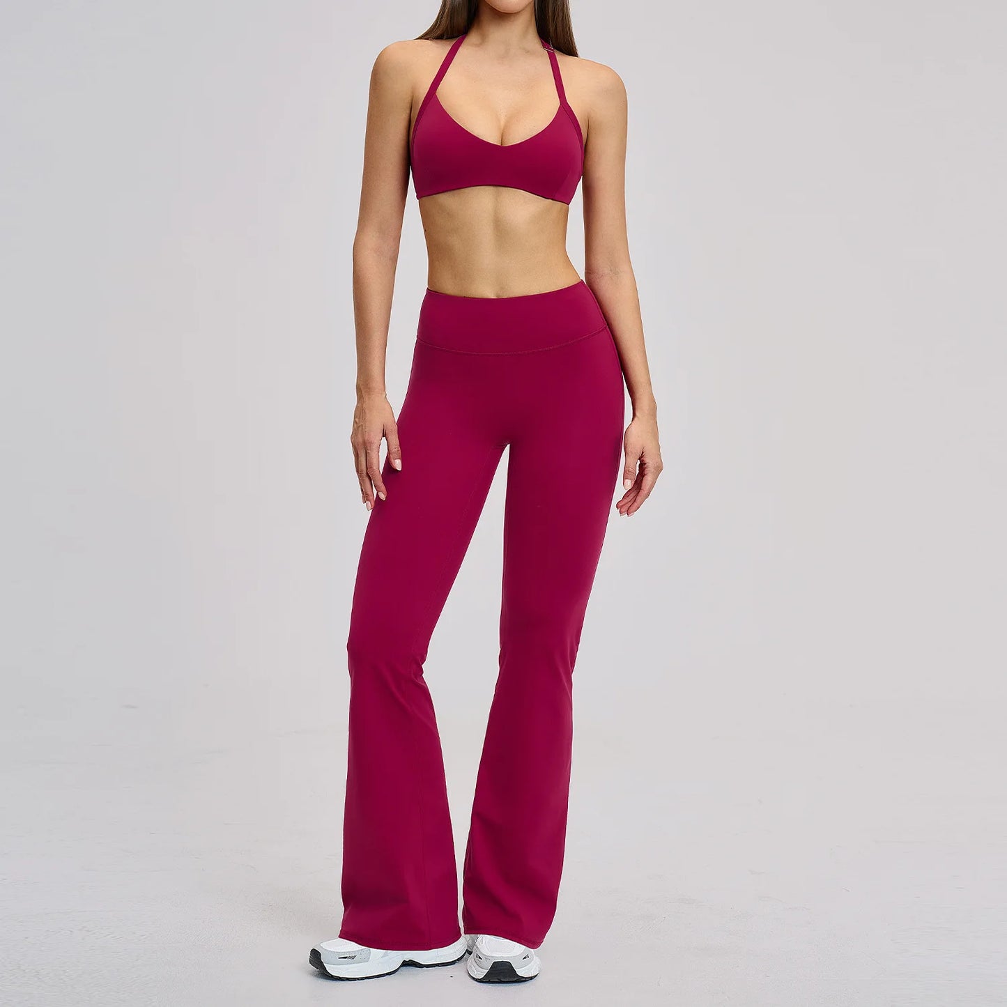 Women’s Flare Leggings Set with Hollow Back Sports Bra | Gym & Yoga