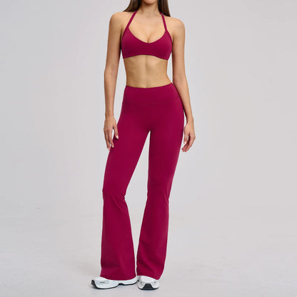 Women’s Flare Leggings Set with Hollow Back Sports Bra | Gym & Yoga