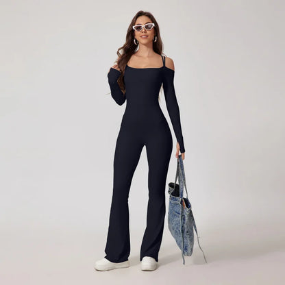 Seamless Yoga Jumpsuit – Double Strap Backless One-Piece Activewear