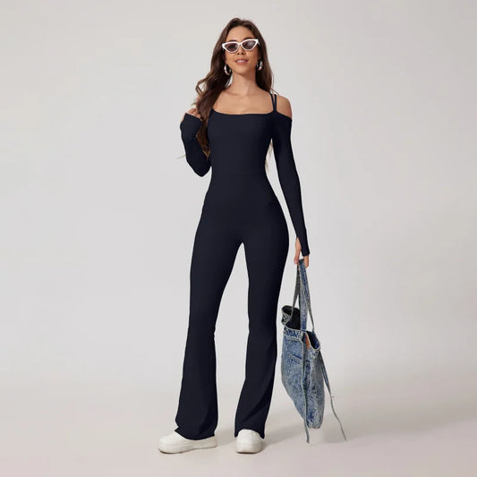 Seamless Yoga Jumpsuit – Double Strap Backless One-Piece Activewear