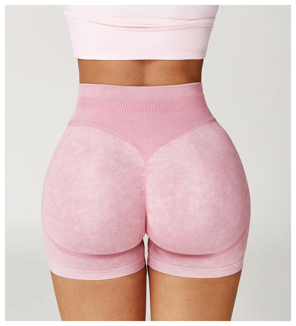 Women’s High Waist Sand Washed Gym Shorts – Sculpt & Lift Fit