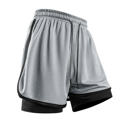 Men’s 2-in-1 Gym Running Shorts – Quick Dry Workout & Training Activewear