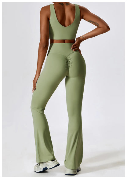 Women’s Seamless Activewear Set – Long Sleeve Crop Top & Sculpting Gym Leggings (2PCS)