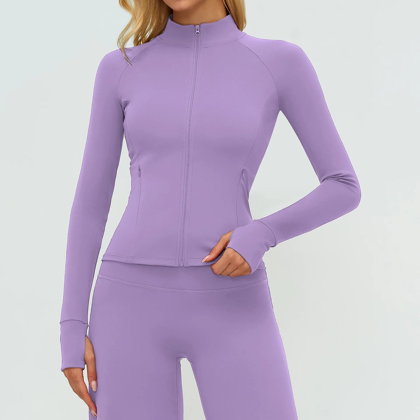 Women’s Zip-Up Performance Jacket – Long Sleeve Quick-Dry Gym & Yoga Activewear