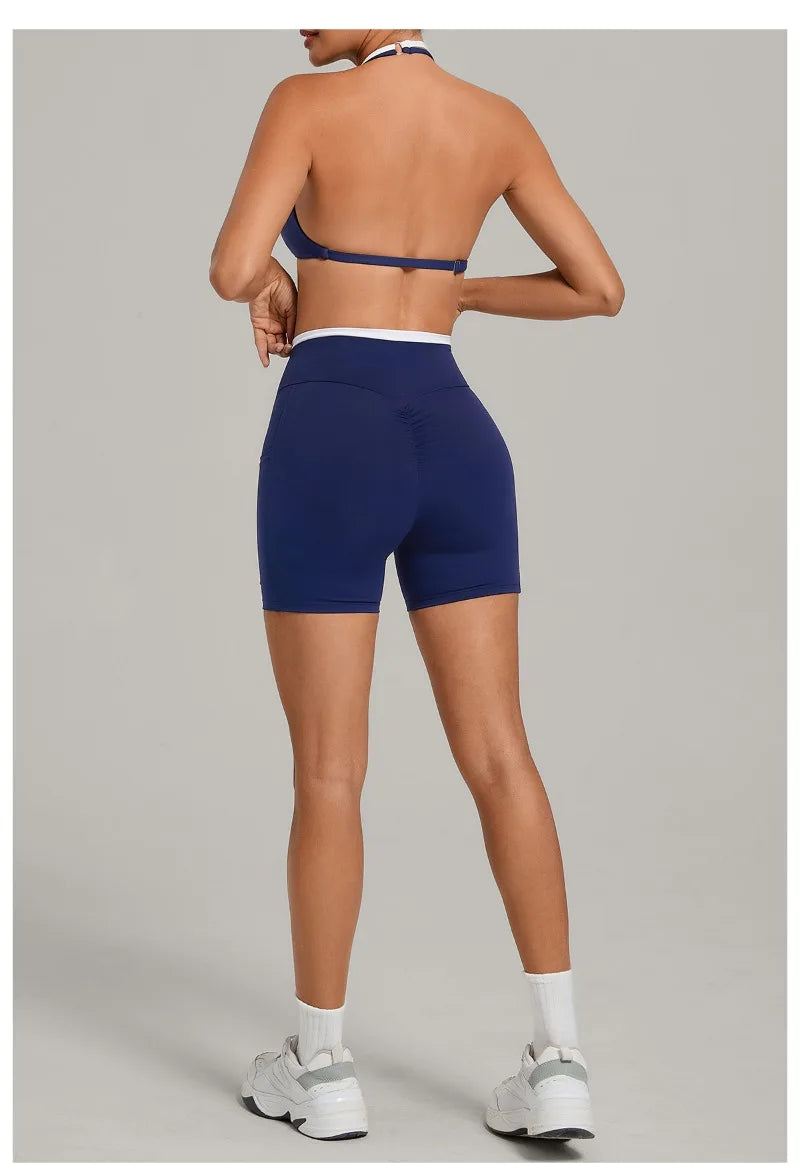 Women’s Seamless Yoga Set – Slim Fit Sports Bra & High-Waist Sculpt Shorts