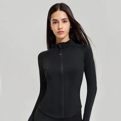 Women’s Slim Fit Running Jacket – Breathable Long Sleeve Gym & Workout Top