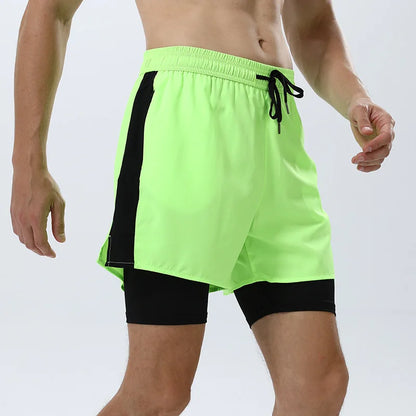 Men’s Double Layer Running Shorts – Loose Fit Quick-Dry Fitness & Training Pants