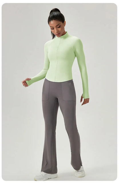 Women's Half-Zip Performance Top – Sculpt Fit Long Sleeve Activewear