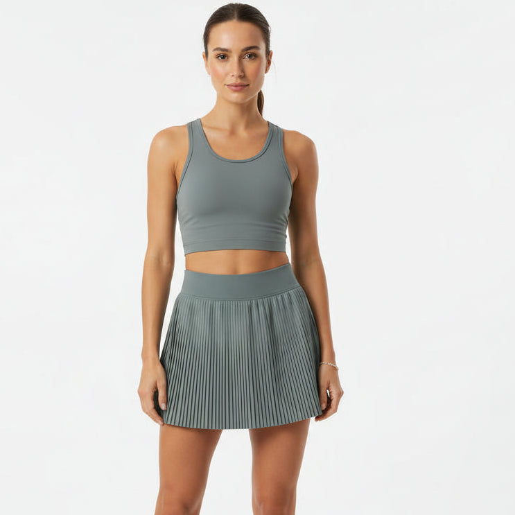 Women’s Pleated Tennis Skort – High Waist with Pockets