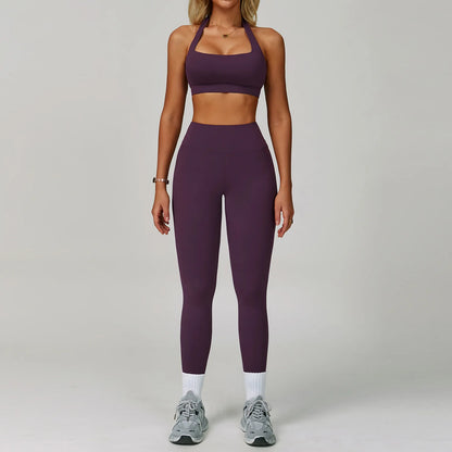 Yoga Set Women's Sportswear Yoga Suit Sports Top High Waist Leggings Two Piece Workout Clothes Fitness Gym Sets Athletic Wear