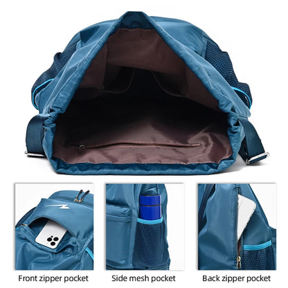 Lightweight Drawstring Gym Backpack with Shoe Compartment & Multi Pockets