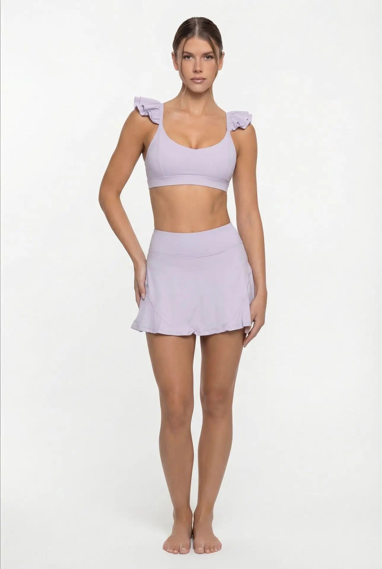 Women’s Workout Set – Anti-Exposure Yoga Bra & Skirt