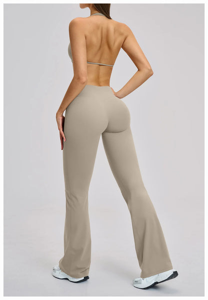 Women’s Flare Leggings Set with Hollow Back Sports Bra | Gym & Yoga