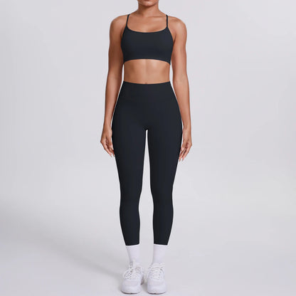 Yoga Suit Sports Set Gym Seamless High Impact Sports Bra Women's High Waist and Hips Tight Peach Buttocks Pants Womens Sportswea