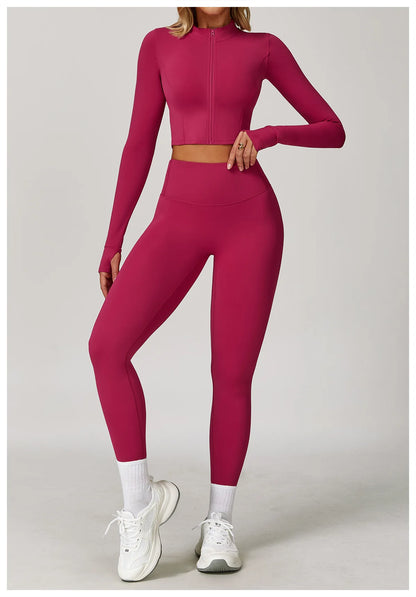 Women’s Quick-Dry Fitness Jacket – Zip-Up Long Sleeve Workout & Yoga Training Top