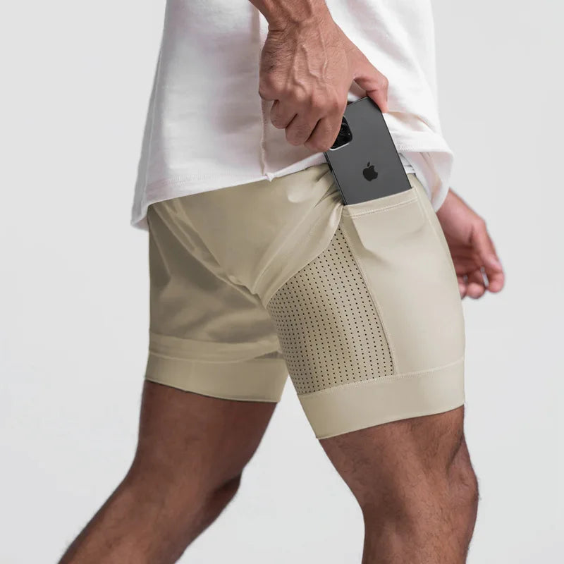Men’s Double Layer Workout Shorts – Quick-Dry Gym, Running & Fitness Wear