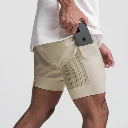 Men’s Double Layer Workout Shorts – Quick-Dry Gym, Running & Fitness Wear