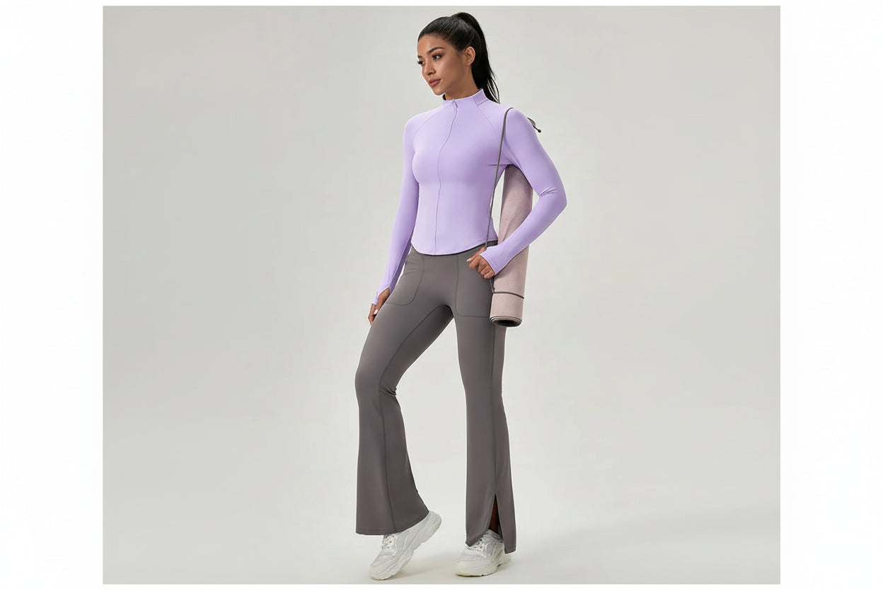 Women's Half-Zip Performance Top – Sculpt Fit Long Sleeve Activewear